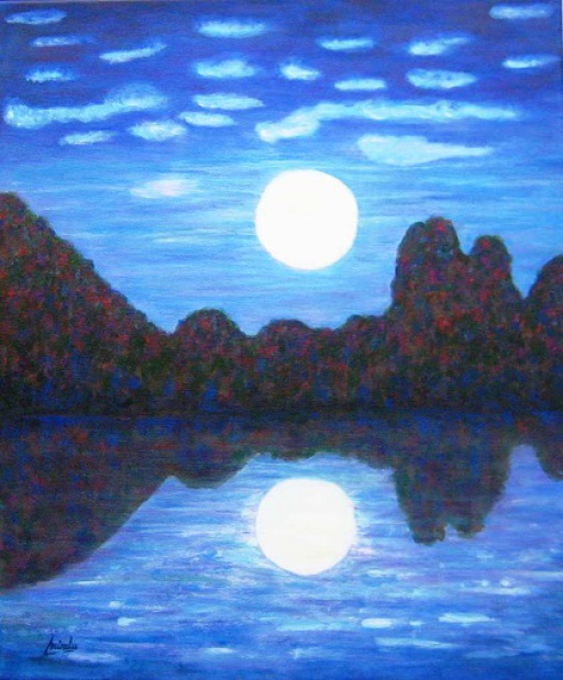 imagen cuadro acrilico sobre lienzo luna llena