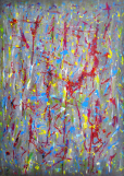 Imagen de lienzo abstracto titulado Fiesta I. Pintura acrílica.