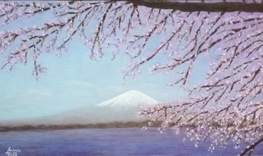 imagen de cuadro en oleo Monte Fuji