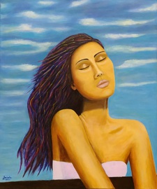 Obra original Mirelu "Tomando el Sol" 